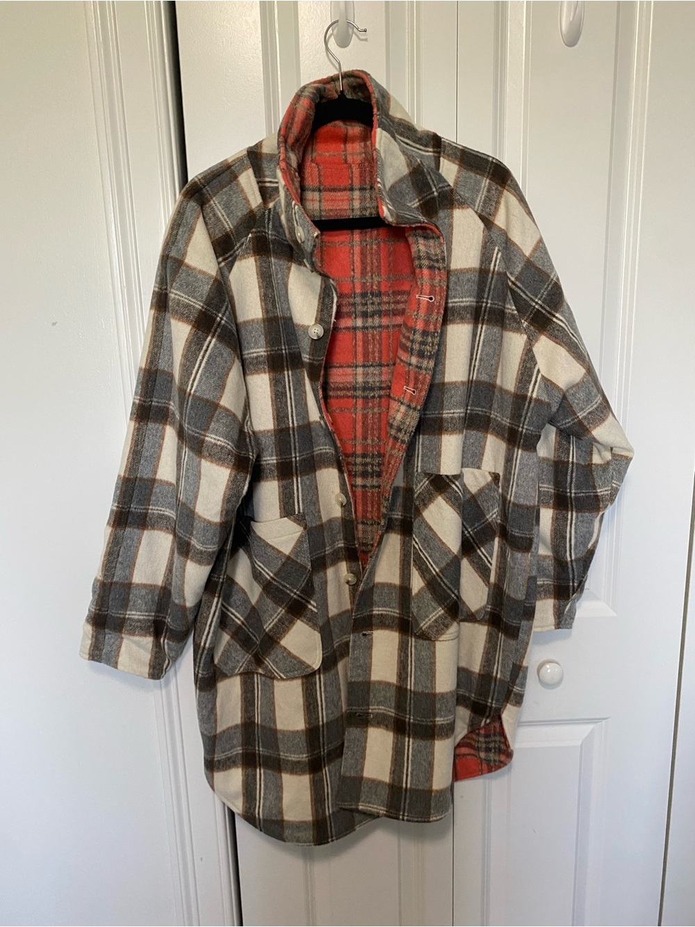 Blank NYC Plaid Wool Blend Reversible Coat